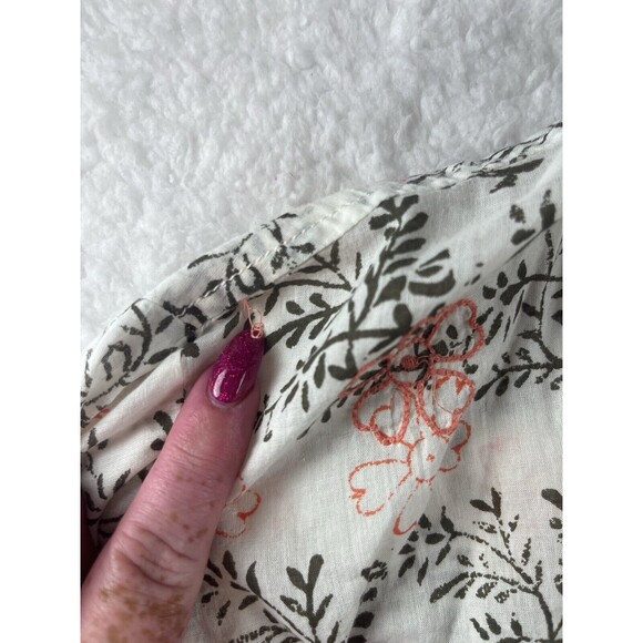 Anthropologie Top Womens M/L Enchanted Floral Button Down Lagenlook Embroidered - Picture 3 of 10